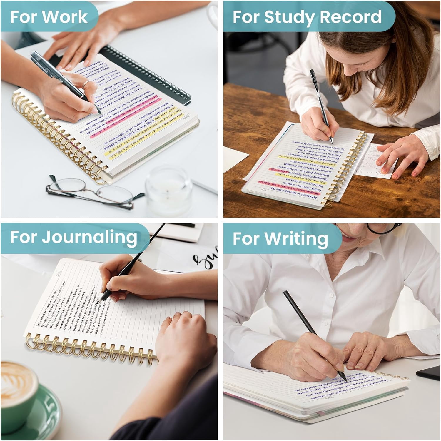 AP Lined Spiral Notebook Journal for Work, 300 Pages Thick B5 (7.1"x10") College Ruled Journal for Women & Writing, Hardcover Notebook for Note Taking, Perfect for Office Home School Supplies, Sunset