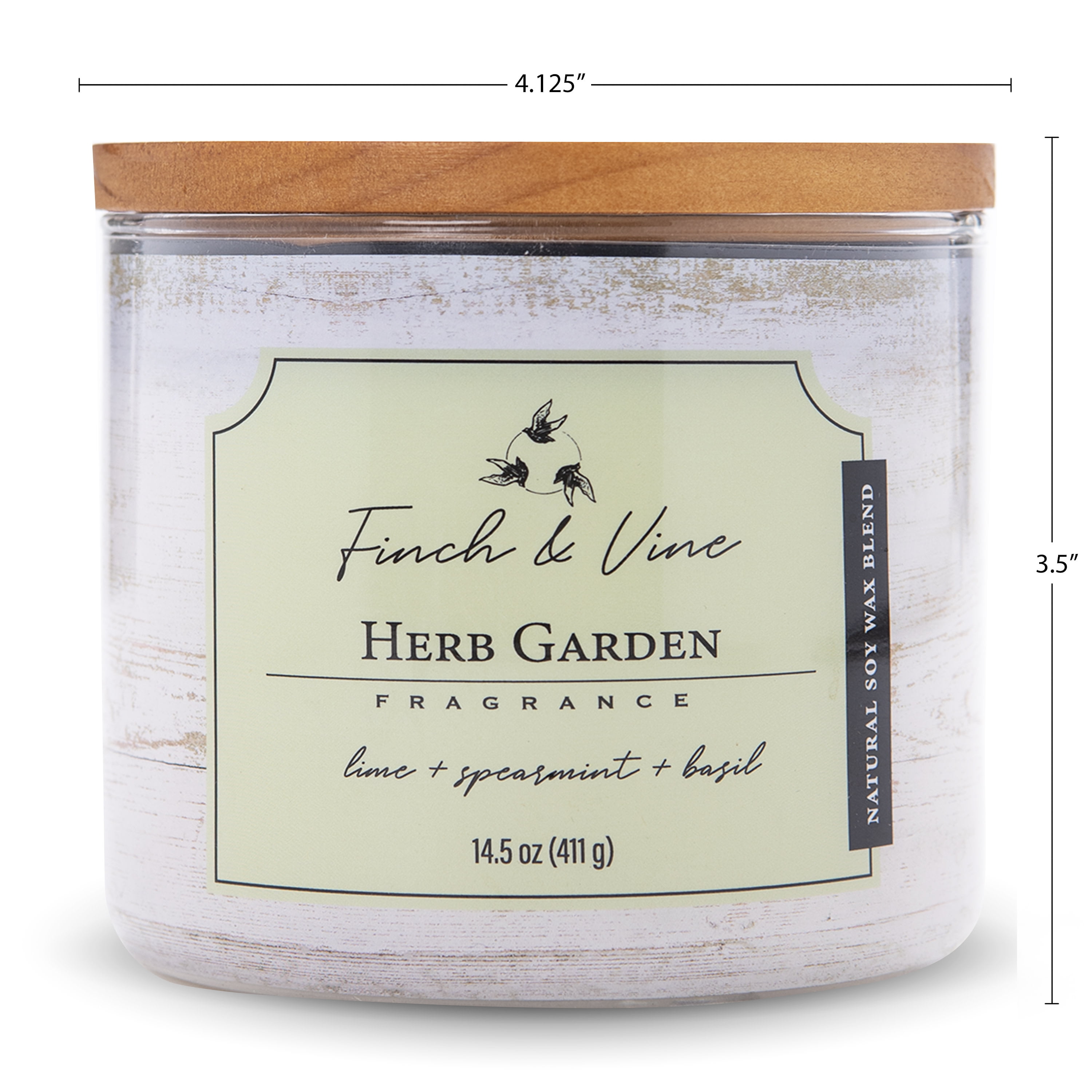 Carolina Candle Herb Garden 14.5Oz, 3 Wick Candle, White
