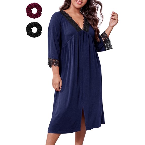 Loritta Plus Size Nightgowns for Women House Dress Long Sleeve Loungewear Moomoo Nightgowns Sleepwear, XL-5XL