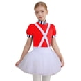 thumbnail image 1 of YiZYiF Enfants Filles Chocolat Soubrette Uniforme Travailleur d'Usine Faux Manches Courtes Bretelles en X Tutu Robe de Danse Rouge 10, 1 of 5