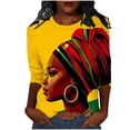 thumbnail image 2 of Ounisa Womens 3/4 Sleeve T Shirt Crew Neck Black History Month Printed Loose Fit Casual Daily Wear Stylish Tops S-3XL, 2 of 5
