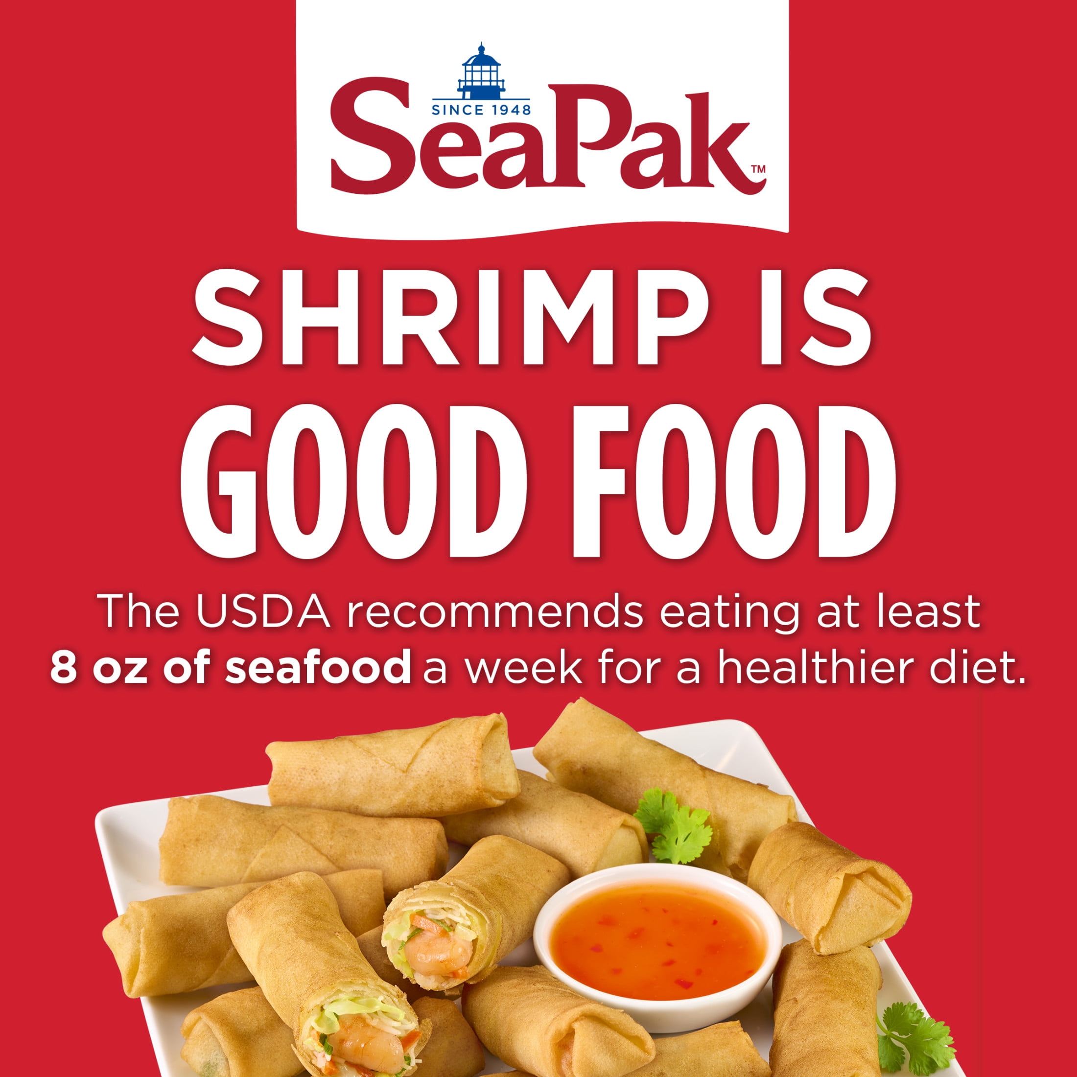 SeaPak Shrimp Spring Rolls with Sweet Thai Chili Sauce, 18 oz, BAP Certified (Frozen Seafood)