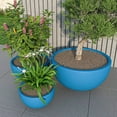 thumbnail image 5 of LeisureMod Iris Mid-Century Modern 3-Piece Fiberstone and Clay Planter Set - Round Plant Pots with Drainage Holes for Indoor and Outdoor (Blue), 5 of 14