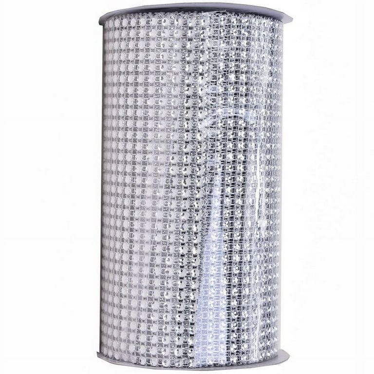 Yama Ribbon, Bling Wrap Ribbon Silver 6inch x 9 feet