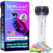 Glow-in-the-Dark String Shooter Toy with Built-in UV Blacklight, Interactive STEM Toy for Kids and Adults, Viral Rave Accessory and Light Show Gadget