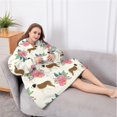 thumbnail image 5 of Oversized Wearable Blanket Hoodie,Saint Bernard Dog Breed and Flower Floral Sherpa Blanket Hoodie with Super Pockets,Super Warm Fuzzy Pullover for Women & Men, 5 of 6