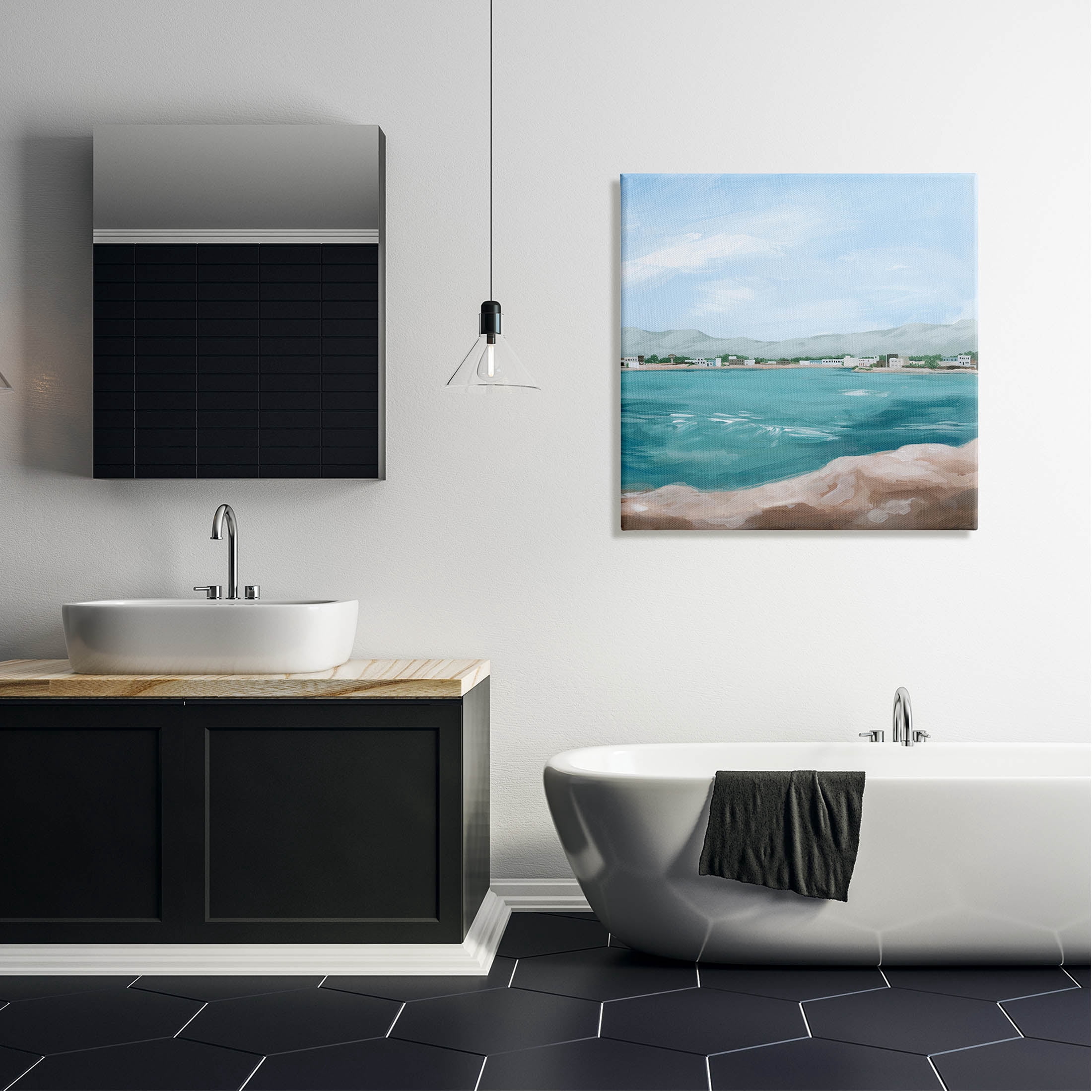 Stupell Industries Seaside Town Beach Ripples Painting Gallery Wrapped Canvas Print Wall Art, Design by Grace Popp