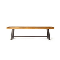 GDF Studio Bowman Outdoor Acacia Wood Bench, Sandblasted Brown