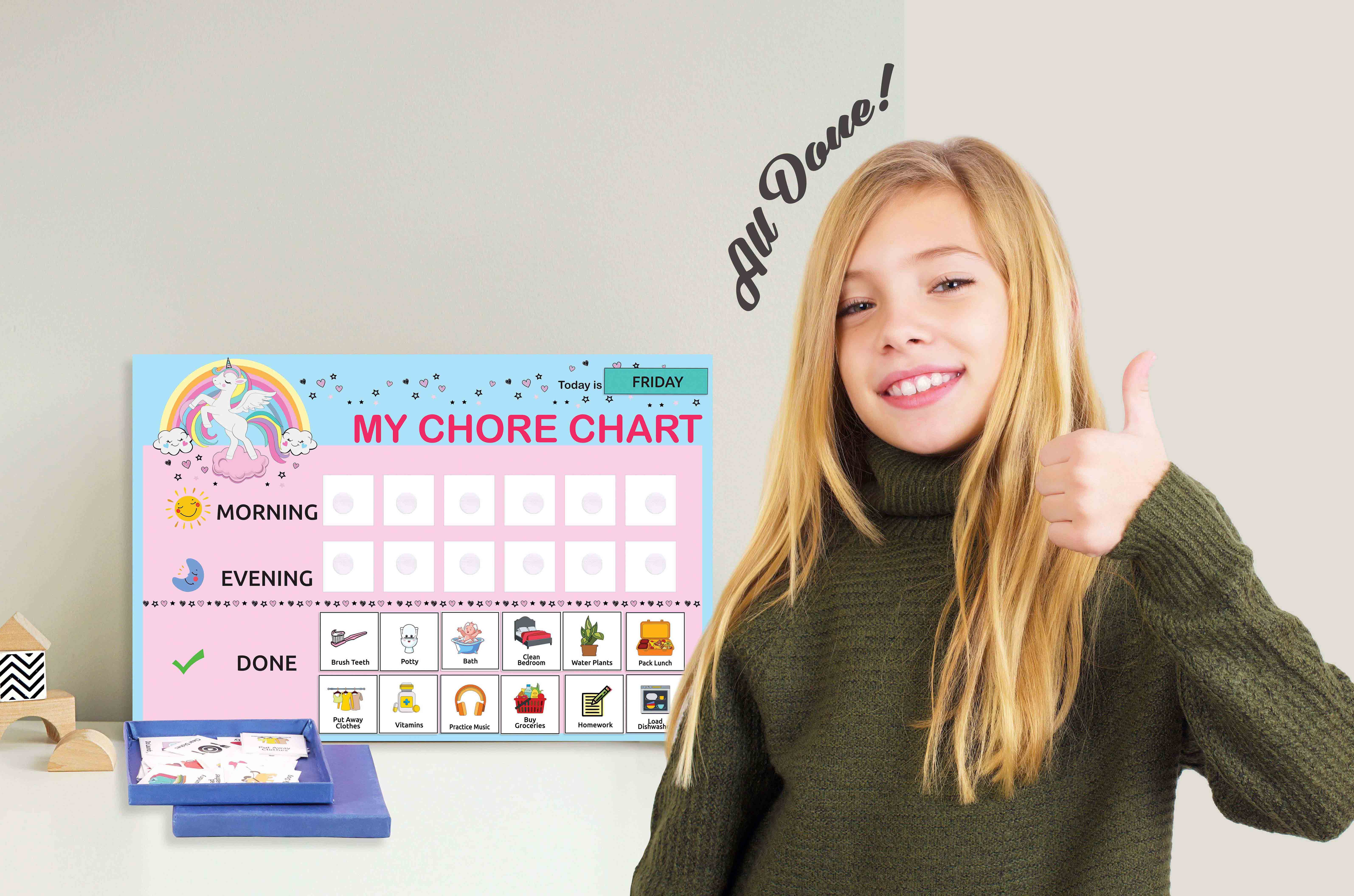 Inkdotpot Kids Daily Responsibility Checklist, To-Do list- Daily Routine- Chore Chart- Morning/Evening Checklist- Daily Task List- Childrens Job Poster-GS