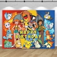 thumbnail image 4 of Fondo de Pokémon, pancarta de feliz cumpleaños, decoración de Pikachu para niños, baby shower, monstruo de bolsillo, accesorios de fondo de anime, póster, 4 of 5