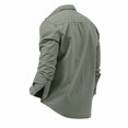 thumbnail image 5 of MGCWSH Mens Casual Button Down Shirt Retro Two Pocket Long Sleeve Wrinkle Free Work Shirt Gray L, 5 of 5