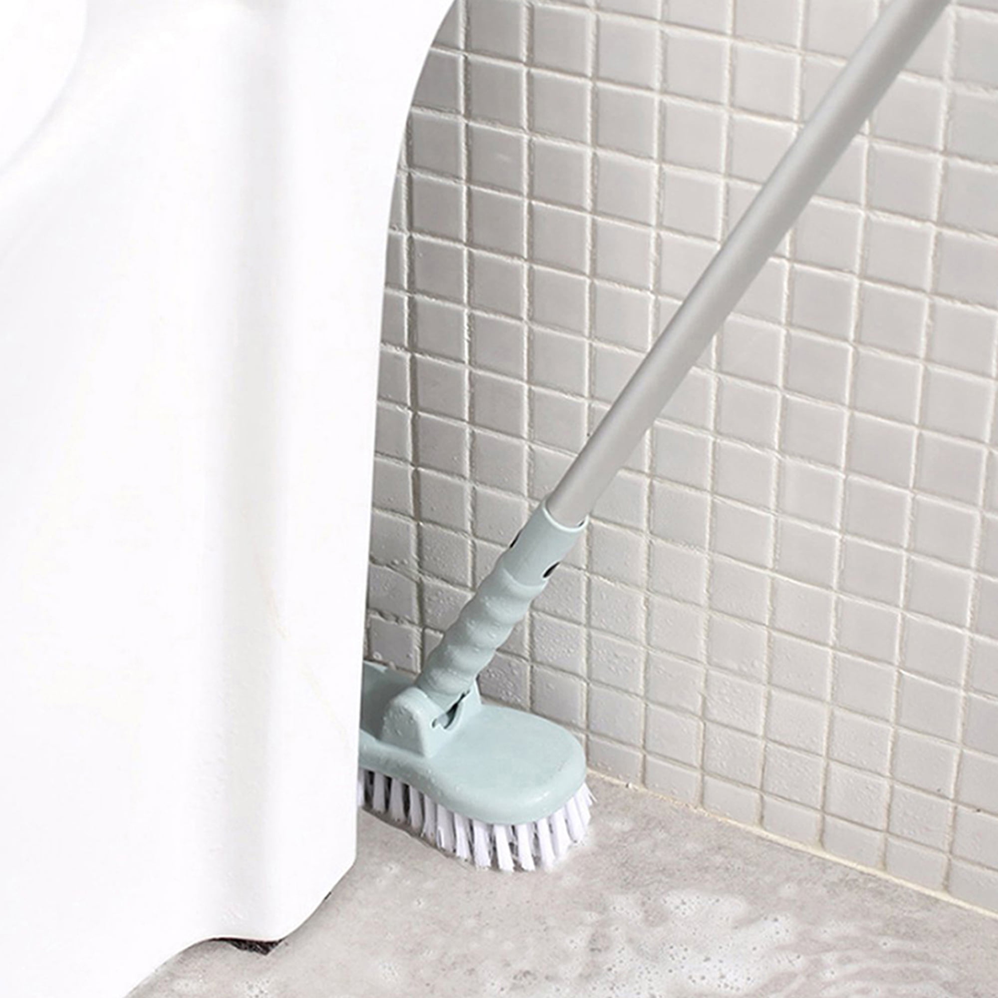 Tub Tile Scrubber Brush 2 in 1 Cleaning Brush 58.2 Adjustable Telescopic  Pole Stiff Bristles Scouring Pads Cleaning Tools