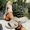 thumbnail image 4 of Slides for Women Open Toe Orthopedic Sandals Arch Support Footbed Summer Casual Slip on Athletic Slippers Flat Walking Shoes White Size 7.5, 4 of 8