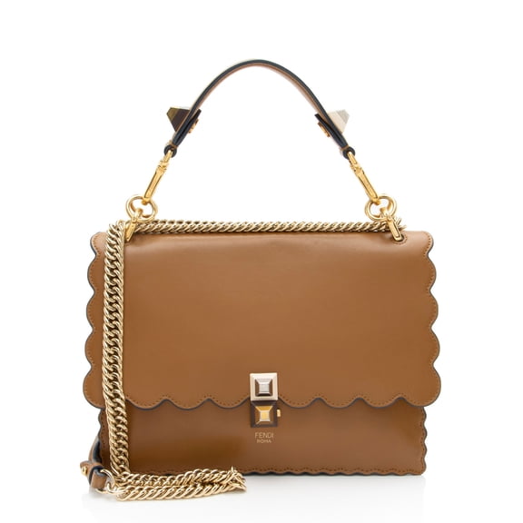 Pre-Owned Fendi Calfskin Studded Kan I Medium Shoulder Bag
