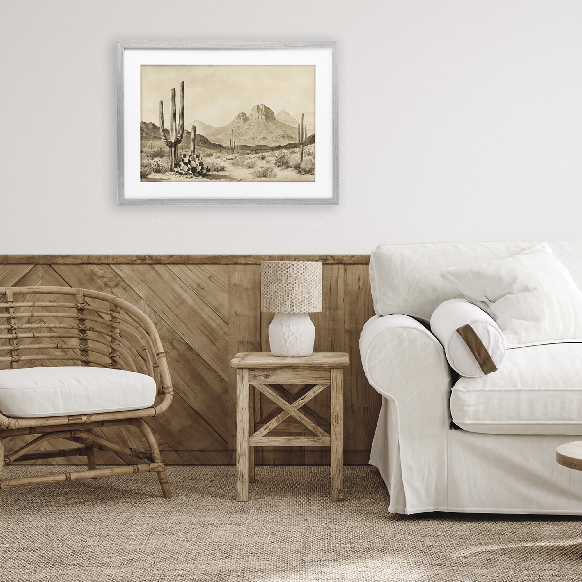Stupell Industries Arizona Desert Vista Gray Framed Print Under Glass, design by Petal Prints Design