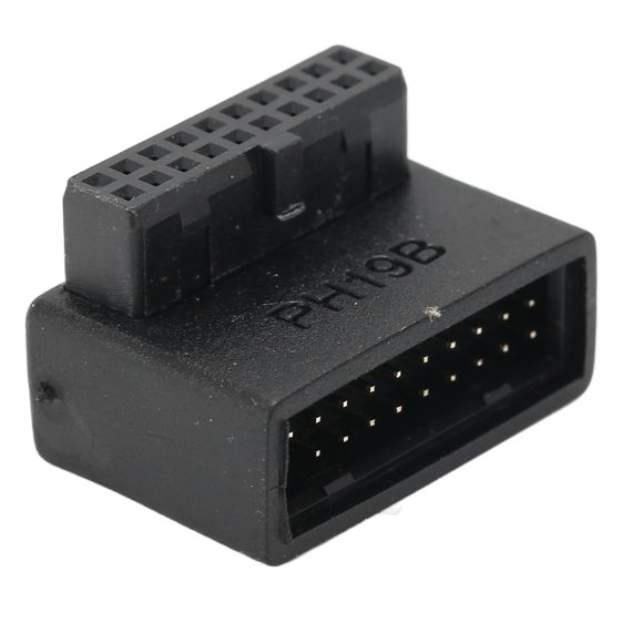 Vertical Socket USB3.0 19Pin to 20Pin Adapter, 90 Elbow, 5Gbps Speed, ABS Material, Simple Installation, Suitable for , , , , Motherboards