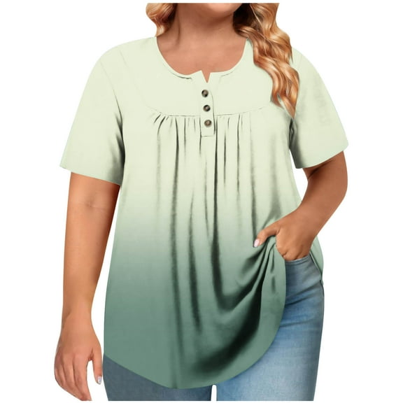 Plebaso Womens Plus Size Tops Summer Short Sleeve Tunic Top Oversized Shirts Casual Dressy Blouses