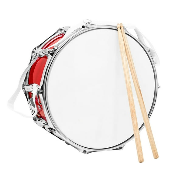 14inch Snares Drum Percussions Instrument with Drum Key, Drumsticks and Strap Student March Snares Drum Musical Toy