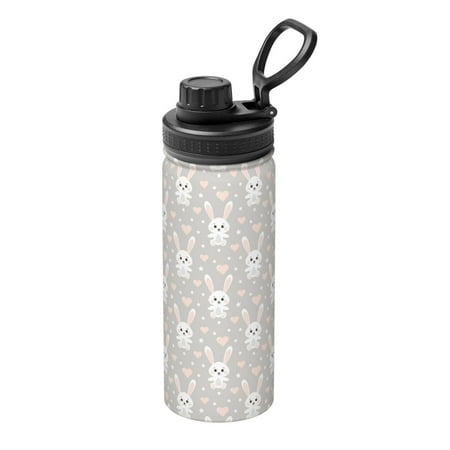 

Goofa Rabbit And Heart Print 18oz Sports Insulated Kettle With Straw Water Bottle Sports Water Bottle For Running Hiking Cycling Climbing Mans Womans