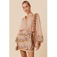 thumbnail image 3 of Trendy Bohemian Style Mixed Print Long Sleeve Shirt with Puff Sleeves - [ZhiHiMeRi] | (US 8-10)M, 3 of 12