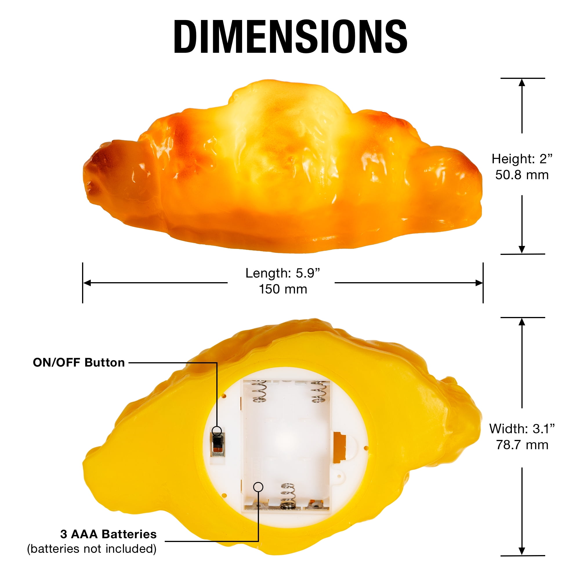 BrightSide Croissant LED Night Light - Battery-Powered, 3.35" Height x 2.17" Width