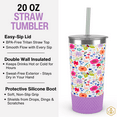 thumbnail image 4 of Biddlebee 20oz Insulated Stainless Steel Tumbler with Straw and Silicone Boot, Garden Blooms, 4 of 12