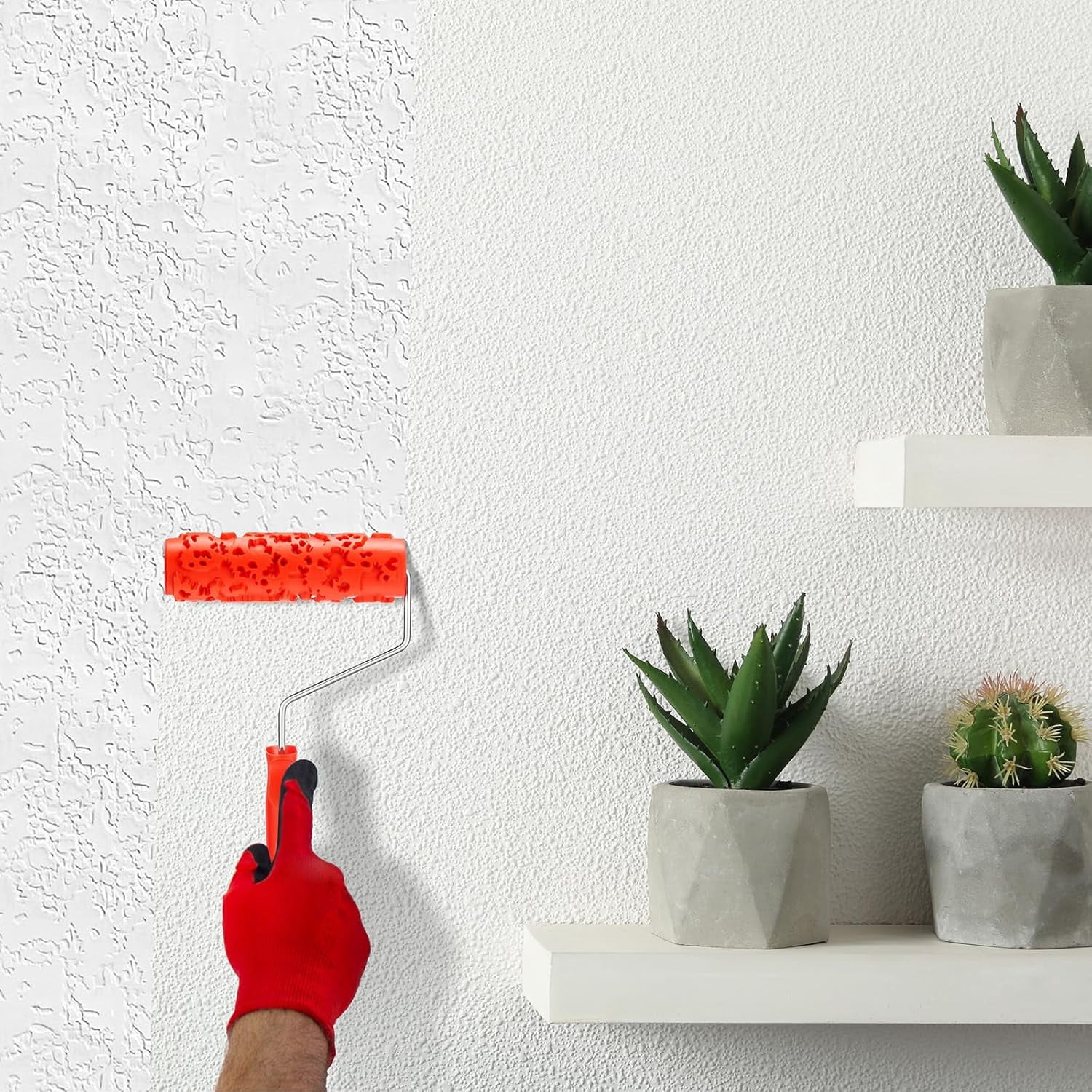 ABPETE 2 Pcs 7'' Texture Roller Pattern Paint Roller for Wall Decoration Classic Rubber Roller Texture Roller Tool to Add Design to Thick Slurry Elastomeric Coatings, Not Paint Rollers(Eg323t)