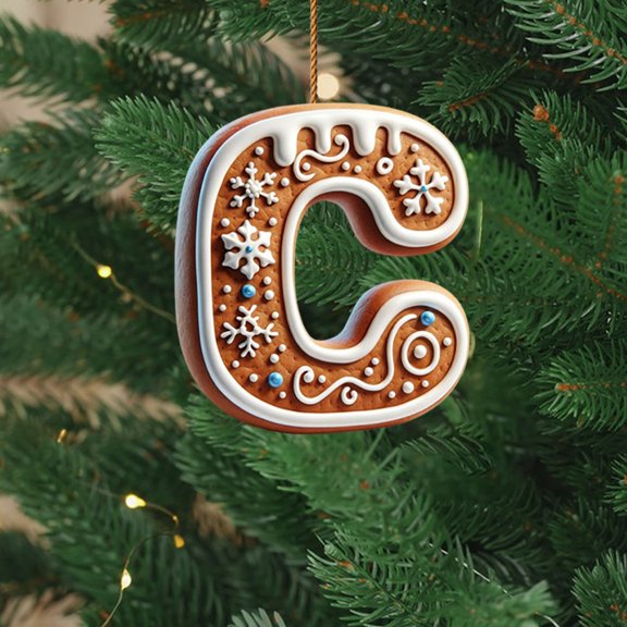 EWASWON Christmas Acrylic Christmas Letter Ornament - 3.15 Inch DIY Personalized Initial Decor with Santa Hat, Hanging Xmas Tree Decoration for Home/Office (Letter C)