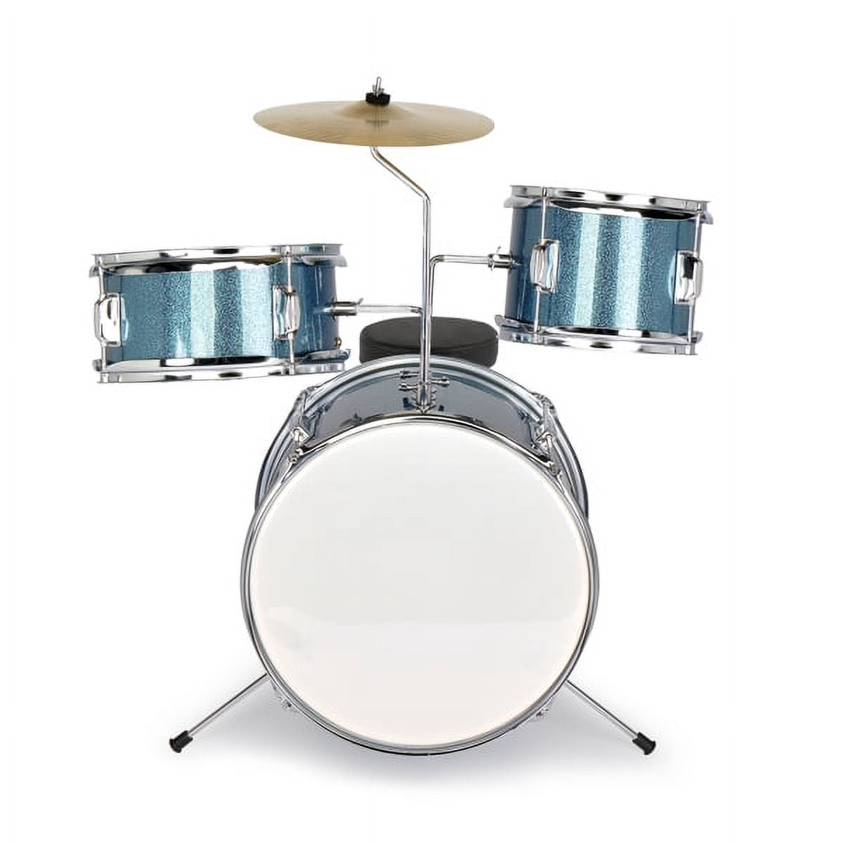 14"x10" 3-Pieces Junior Kids Drum Set Kit Pedal Drum Stick Wrench Drum Stool Sky Blue