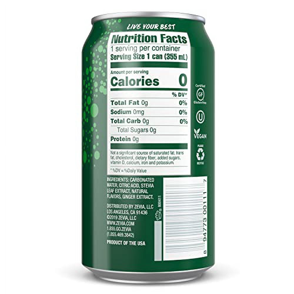 Zevia Zero Calorie Soda, Ginger Ale, 12 Ounce Cans (Pack of 24)