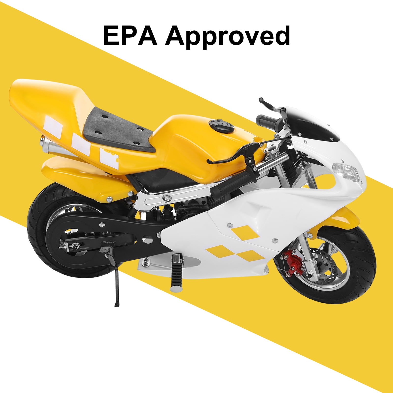 Wharick 49cc 2 Stroke Pocket Bike, Gas Pocket Bike for Kids with Strong Dual Brake, Racing Max Speed 20Mph, Dual Headlights Mini Motorcycle Max Weight 170 LB