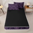 thumbnail image 4 of Manfei Halloween Damask Ghost Zipper Full Size Comforter Sets with Fitted Sheet and 2 Pillowcases, Gothic Flower Zipper Bedding Set, Purple,Black Reversible,4pcs, 4 of 6
