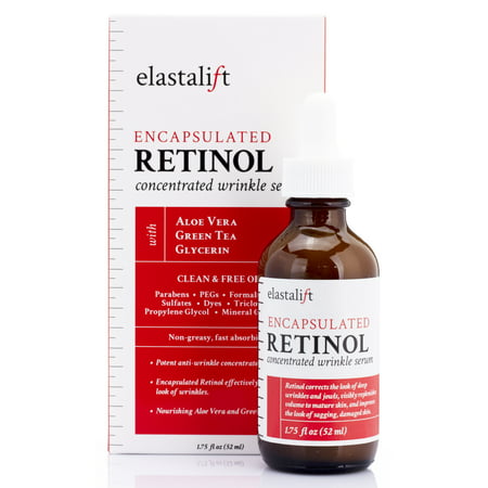 Concentrated Retinol Wrinkle Serum  Moisturizing Retinol Serum for Face Lifts and Plumps Deep Wrinkles and Improves Elasticity for Smooth Skin  Non-Greasy, Anti-Aging Serum by Elastalift, 1.75 (Best Non Comedogenic Serum)