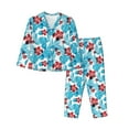 thumbnail image 1 of Balery Hawaiian Style Conjunto de Pijama con Estampado para Mujer, Conjunto de Dos Piezas con Manga Larga, Ropa de Dormir Suave con Bolsillos, Pijamas Cómodos-Small, 1 of 7