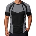 thumbnail image 2 of Men's Workout Shirts Quick Dry Seamless Short Sleeve Tshirts Breathable Compression Workout T-Shirt Geometric Print Athletic Tee For Gym Running Training, 2 of 6