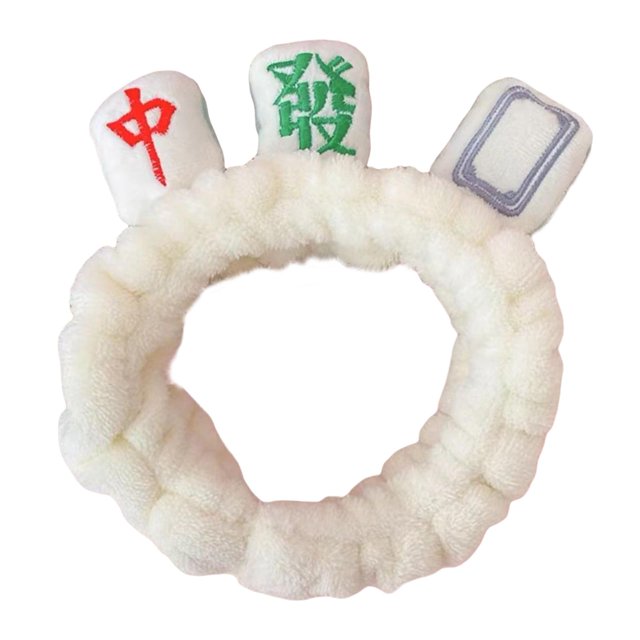 Moda Mahjong Makeup SPA Diadema Franela Suave Felpa Lindo Headwrap Accesorios para el cabello Banda para el cabello para lavarse Ducha Yoga. , Blanco Macarena Banda para la cabeza