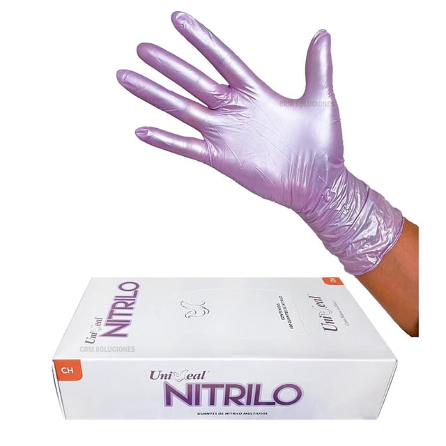 Guante de Nitrilo UNISEAL Lila Ajuste Perfecto y Ergonómico 100 Piezas