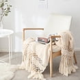 thumbnail image 6 of SDFGTstore Nordic Sofa Chunky Knitted Throw Blanket with Tassels Stylish Hand-Knit Hollow Out Solid Color Air Conditioning Shawl Cover Photo Props for Bed Chair Couch, 6 of 17
