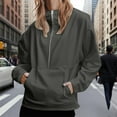 thumbnail image 2 of NMMUED Womens Crewneck Sweatshirt, Womens Oversized Tops, Half Zip Sweatshirt Women, Mock Neck Tops for Women, Workout Tops for Women, Gray L, 2 of 9