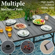 7-Piece Outdoor Patio Dining Set with 6 Textilene Chairs & 1 Metal Steel Rectangle Table, Black & Tan