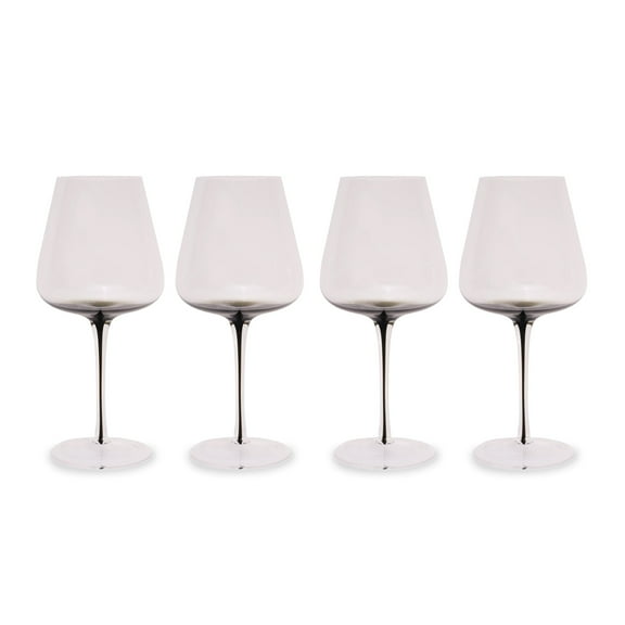 Hotel Collection Smoke Stem Red Wine Glasses Stylish Tinted Long Stem Wine Glasses with A Wide Mouth for Enhancing the Body, Flavor, and Aroma of Red Wine 4 Glasses