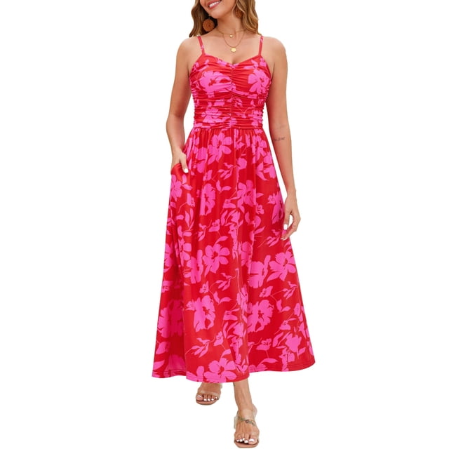 Vestido largo Annebouti 2025 Primavera-Verano Floral Rojo para Mujer