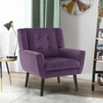 thumbnail image 2 of Glavbiku Modern Soft Armchair Velvet Upholstered Accent Chair with Black Leg for Indoor,Purple,Adult, 2 of 12