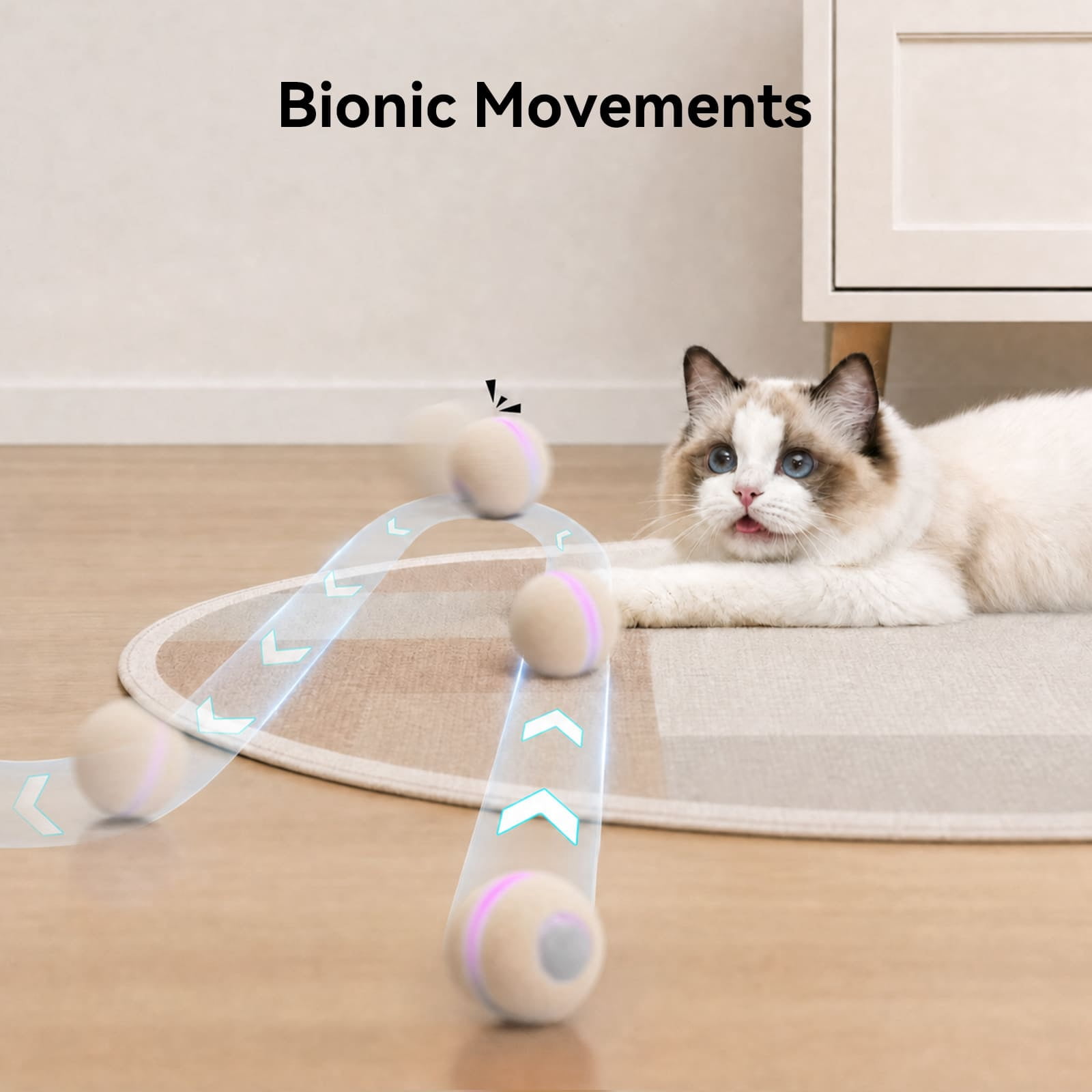Cheerble Wicked Ball M3 Automatic Ball & Interactive Cat Toy with Bell, Apricot Beige