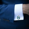 thumbnail image 4 of PhooArto Men's Classic Stainless Steel, Leopard Print Blue Butterfly Cufflinks Business Wedding Shirts, Silver, 4 of 7