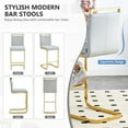 thumbnail image 2 of Sweiko 25in Counter Height Bar Stool Set of 2 PU Leather Bar Chair with Back Kitchen Island Stools with Golden Leg for Dining Room Living Room Pub Cafe Restaurant Light Grey, 2 of 8