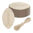 thumbnail image 4 of QccHieUs 20 Pieces Wood Football Cutouts Wood Discs Slices Hanging Ornaments with Twines, 4 of 9