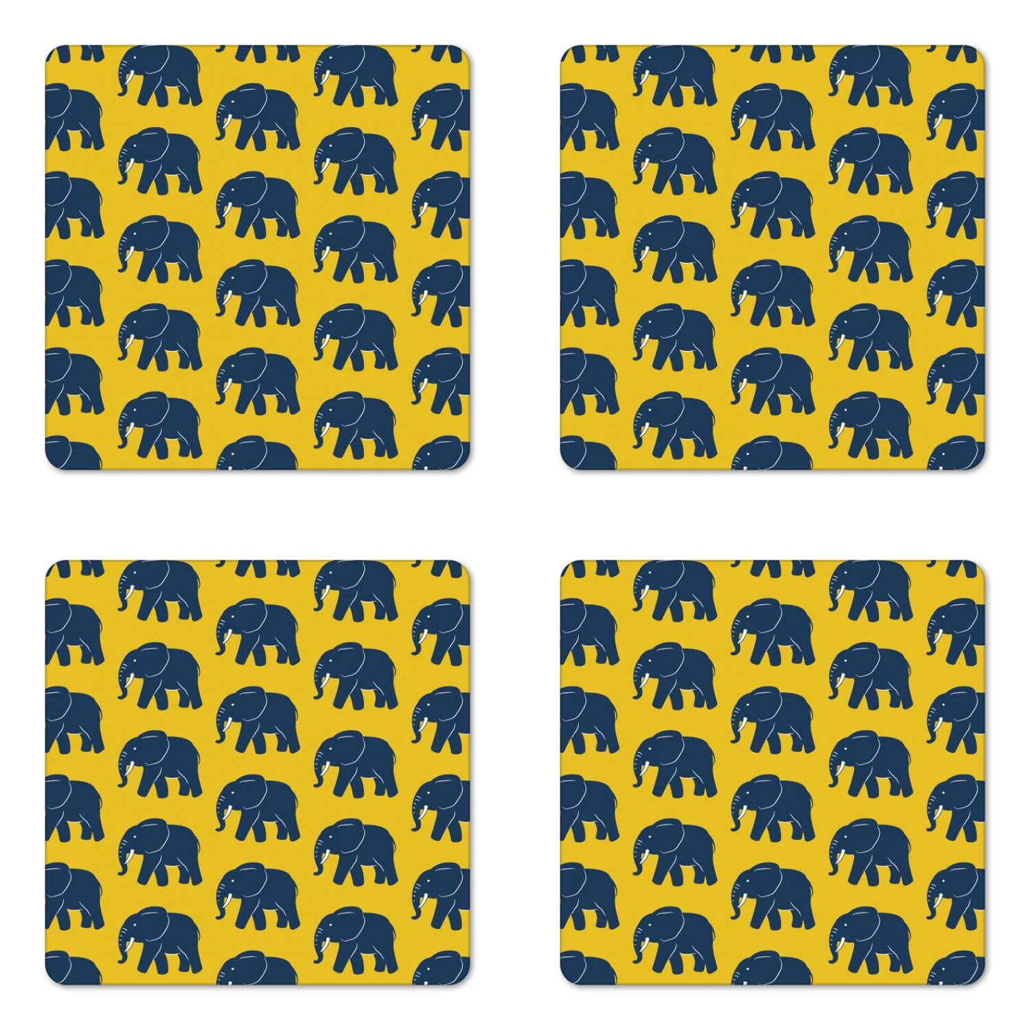 Set Of 4 Moroccan Elephant Place Mats And Coasters Dining Table Placemats Yellow 