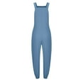 thumbnail image 4 of AWXNJUX Jumpers for Women Women's Cotton and Linen Pocket Casual Loose Long Camisole Jumpsuit (Light Blue,S), 4 of 5
