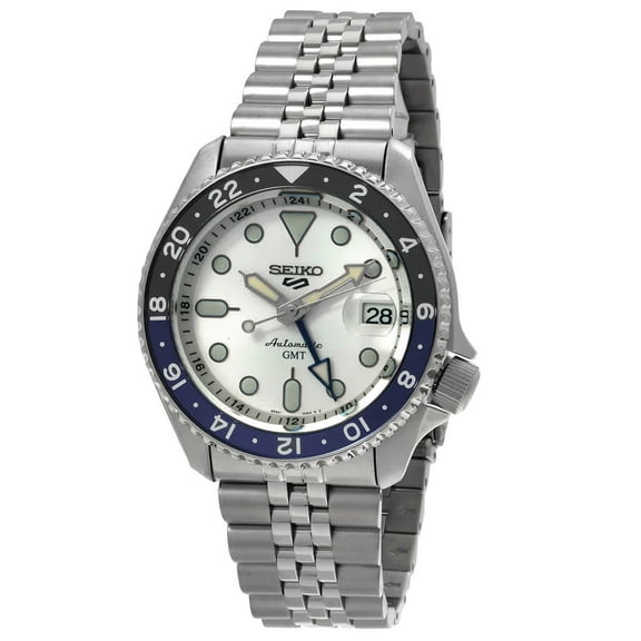 Seiko 5 Sports Men's Automatic GMT Silver Dial Watch SSK033